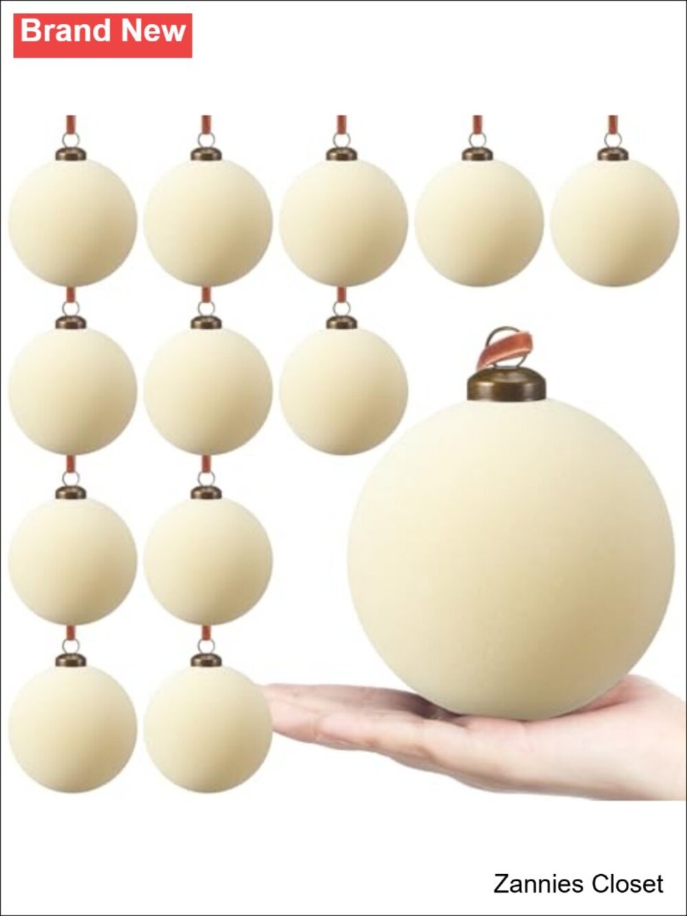 🎄 12 Pc Velvet Christmas Ball Ornaments 4 Inch Flocked Hanging Decor